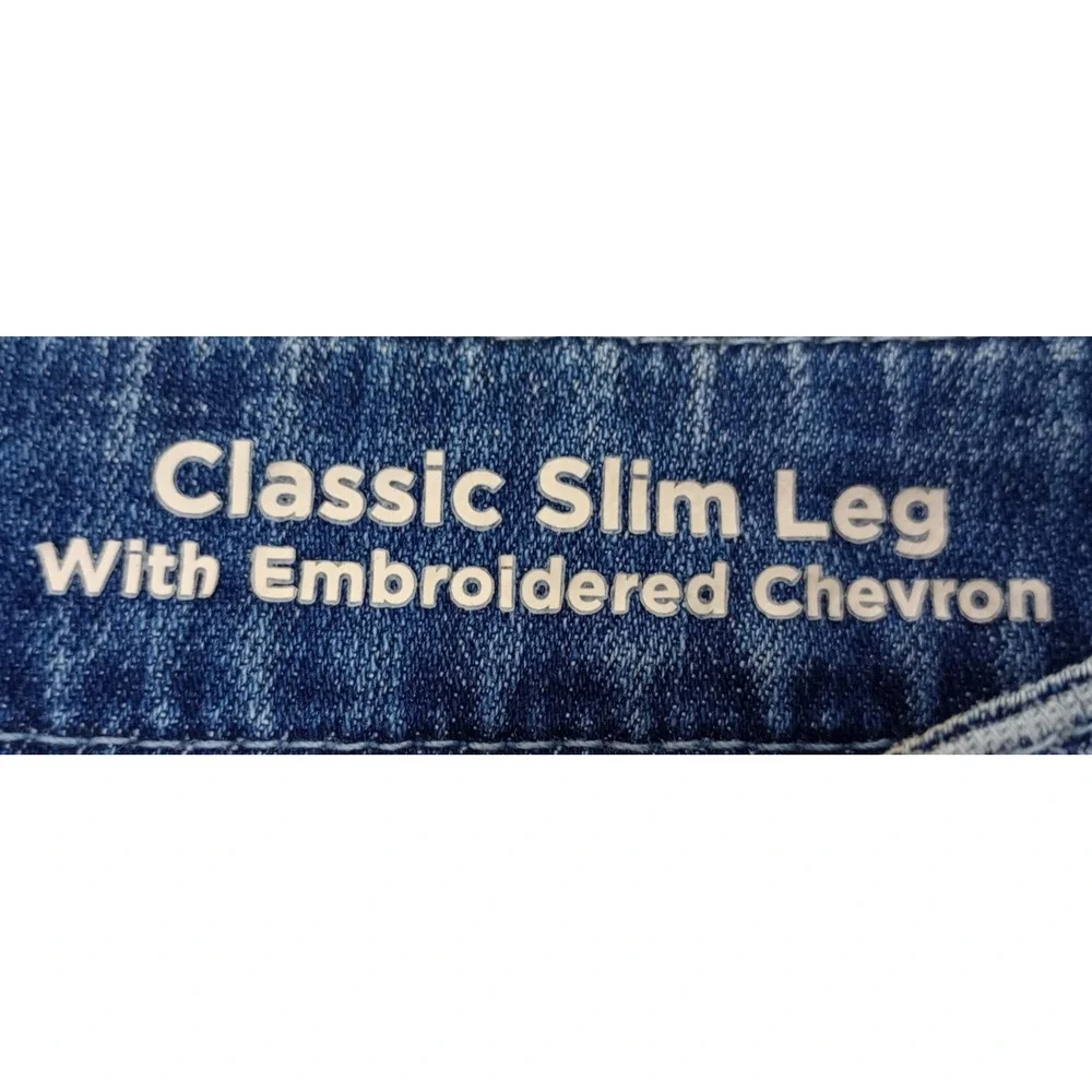 Laurie Felt LA Womens 0 Light Blue Classic Slim Leg Embroidered Chevron Jeans
